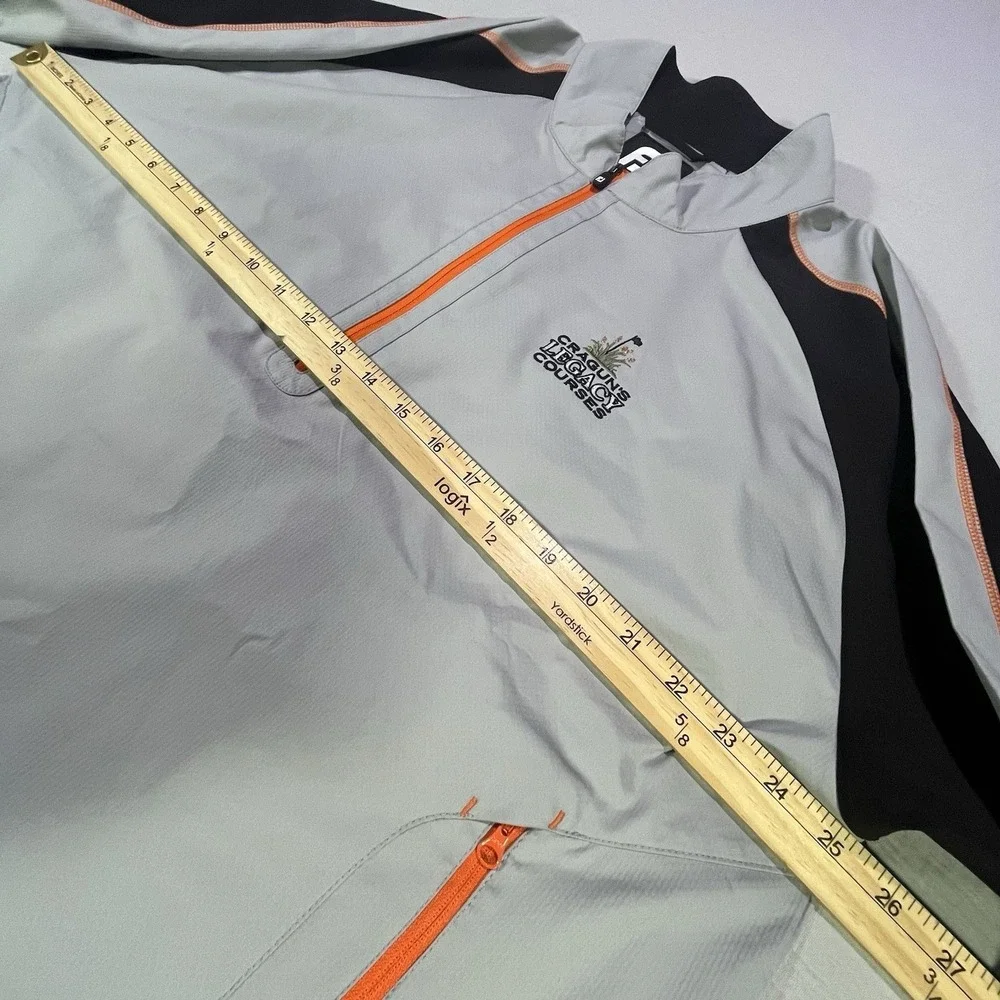 FootJoy Golf Windbreaker Jacket Mens Large Grey Black‎ Pullover 1/4 Zip Cragun's